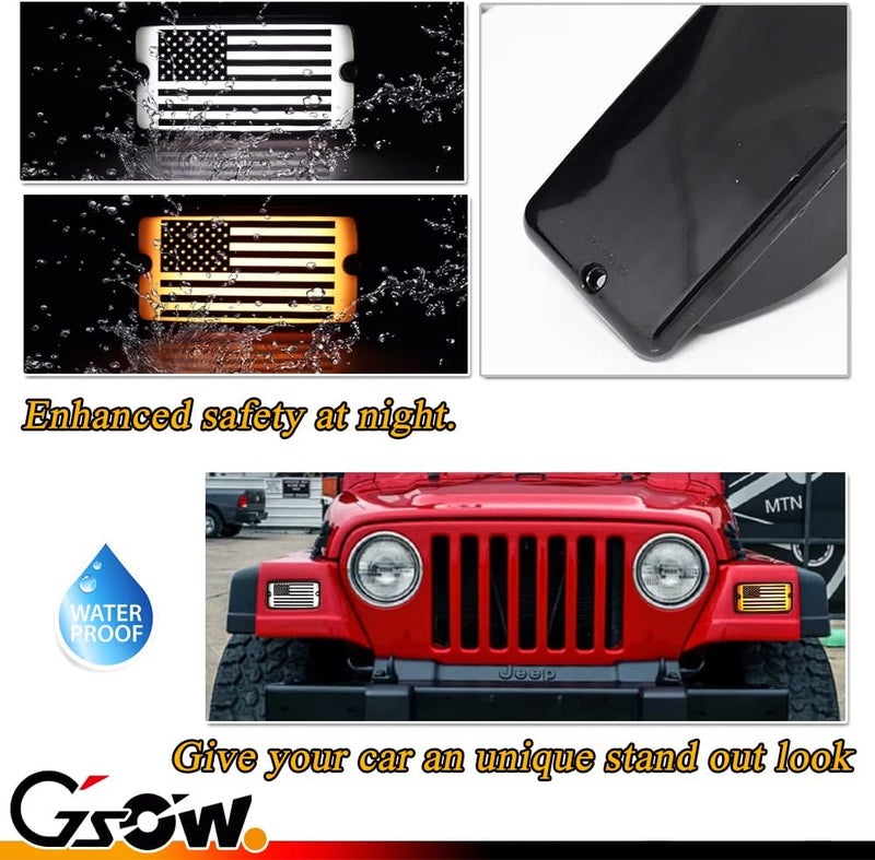 GSOWO 2 IN 1 Front Corner Turn Signal Parking Lights for 1997-2006 J-e-e-p Wrangler TJ, Smoked Lens Daytime Running Lamp, 55155629AC, 55155628AC - Image 3